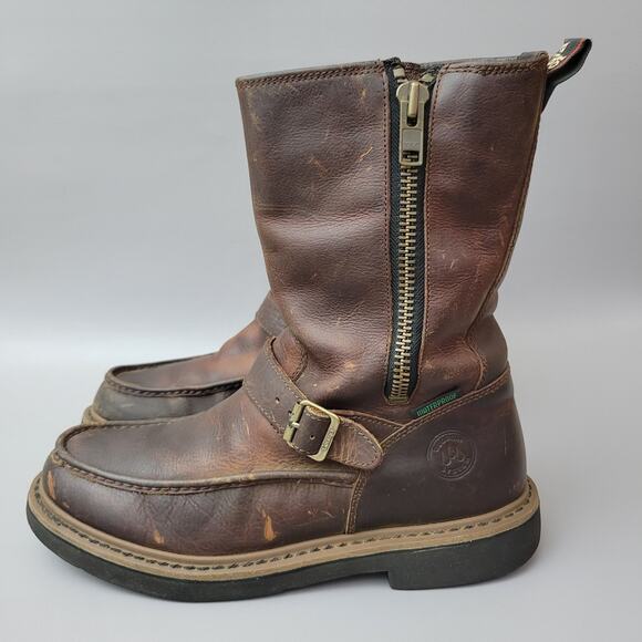 Georgia Wellington G4124 Mens Brown Leather Side Zip Waterproof Work Boot 10.5 M - Picture 2 of 13